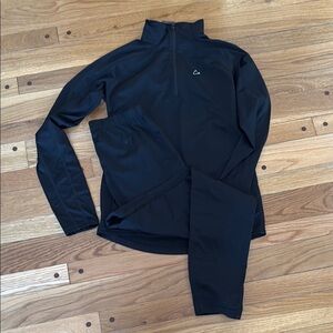 Paragon Women S Base Layer Set Thermal Fleece-Lined Zip Pullover Pants Black